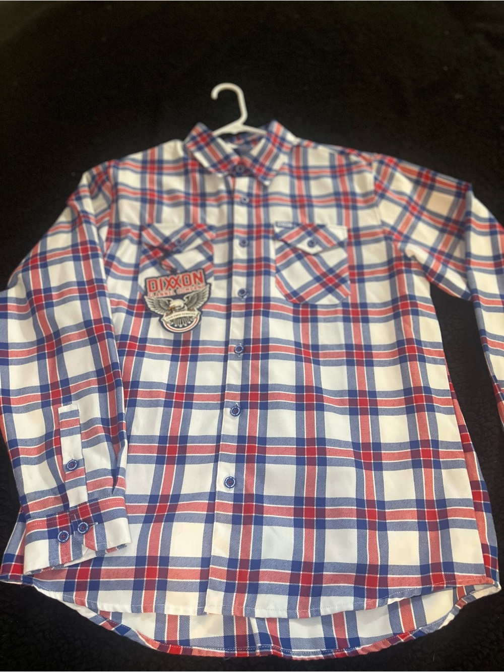 DIXXON Men’s “Live Free Forever “Red, Blue & White Plaid Button-Down Shirt